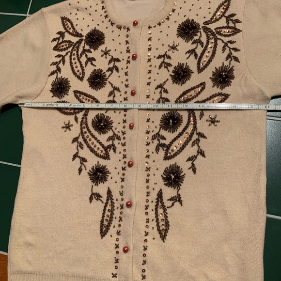 Beaded Vintage Wool Cardigan - Picture 2 of 8